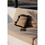 De Raffia Kussenhoes Vierkant - Naturel Zwart - 40x40