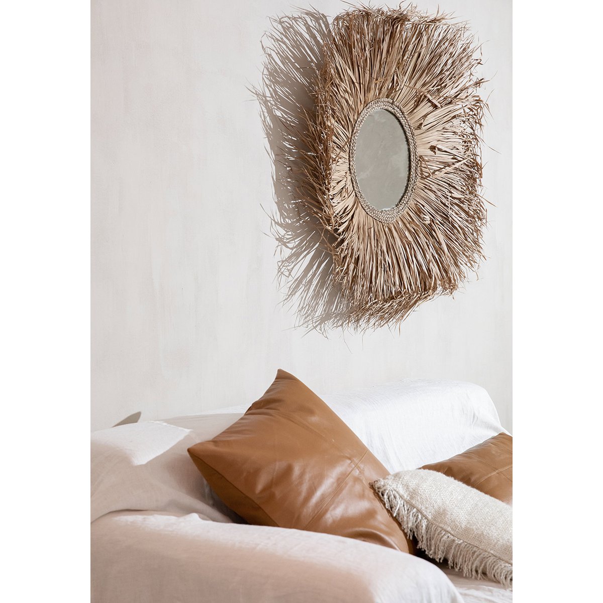 The Four Panel Leren Kussenhoes - Camel - 40x40