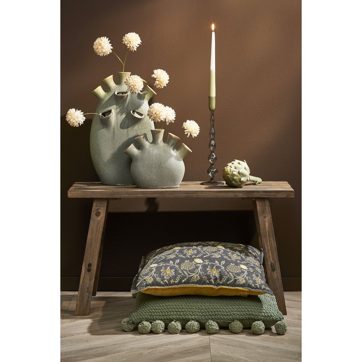 Handcrafted Brown Wooden Bench - Timeless Artisan Design