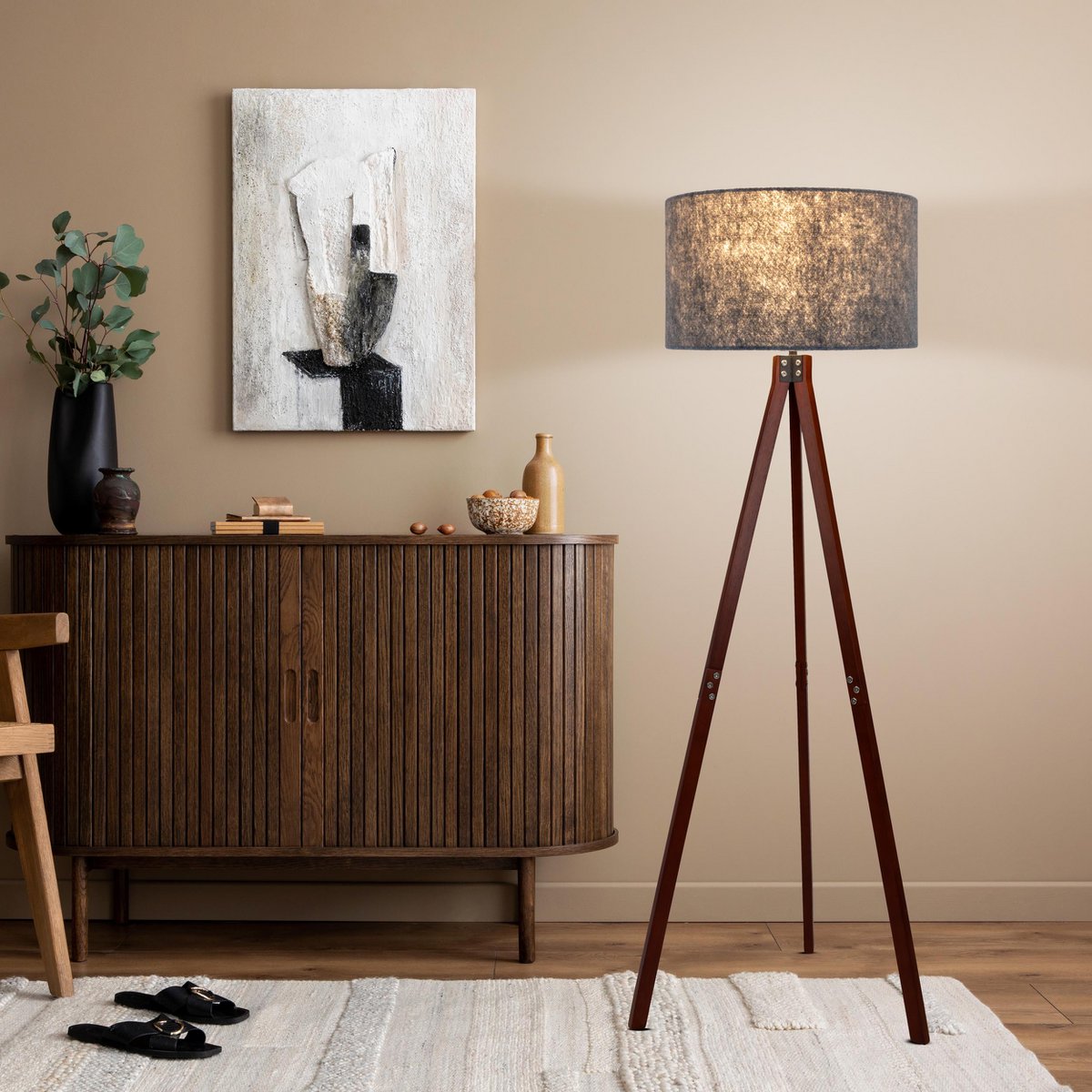 Handmade Luxury Standing Lamp in Natural Materials - Timeless Design