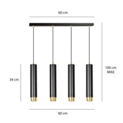 Black Gold Steel Cylindrical Luxury Pendant Lamp