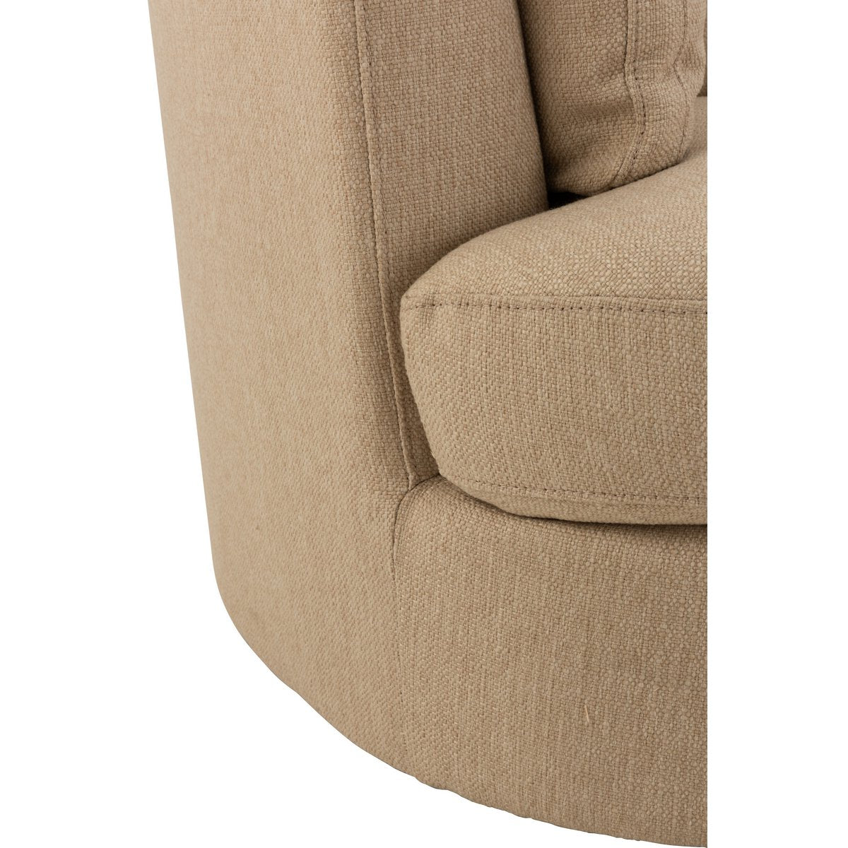 Chélu Luxe Swivel Armchair – Warm Beige Textile & Wood