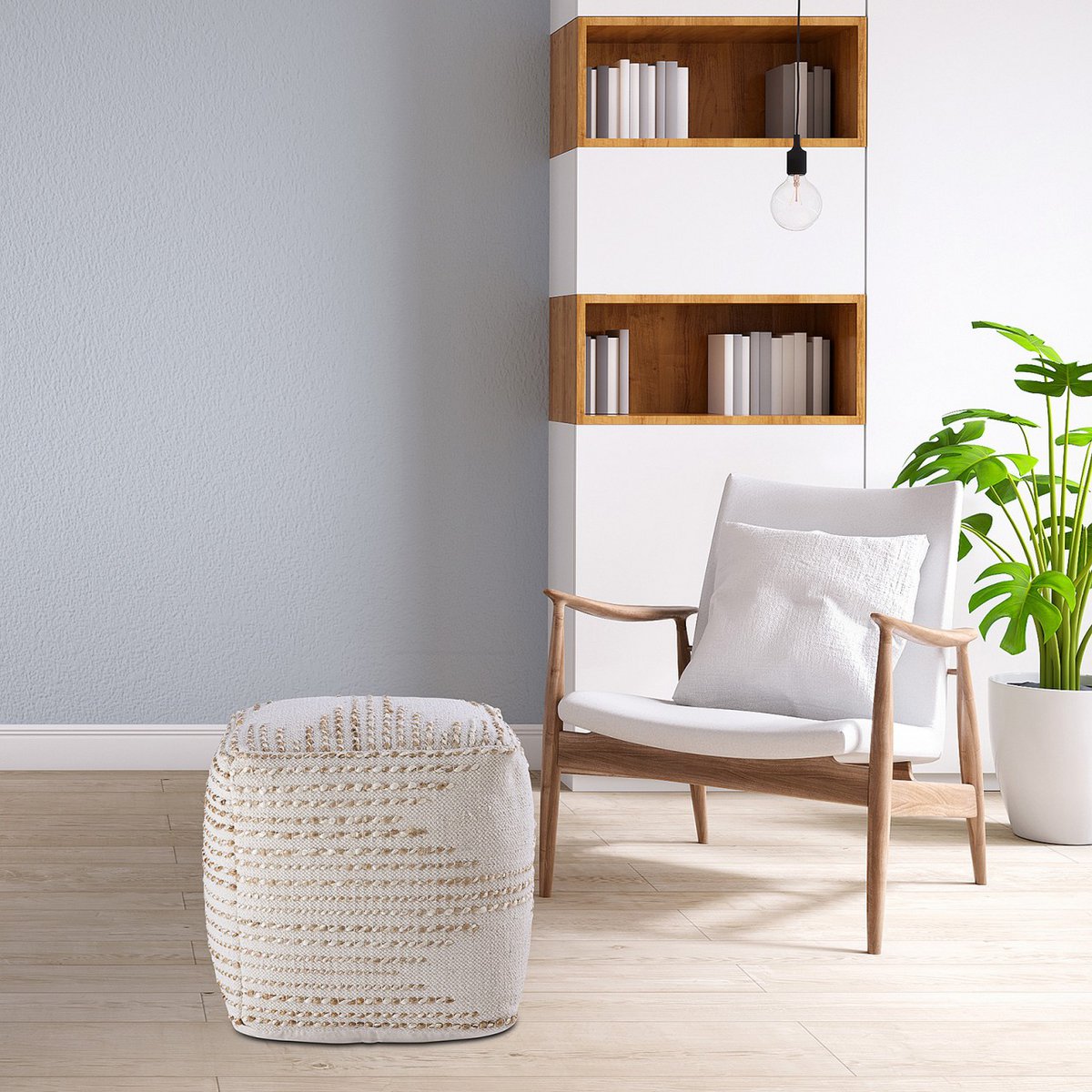 Cotton & jute cube pouf