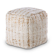 Jute & wool cube pouf