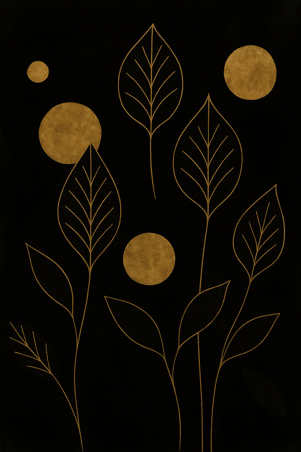 Gouden Bloemenharmonie - Klassieke Wandkunst