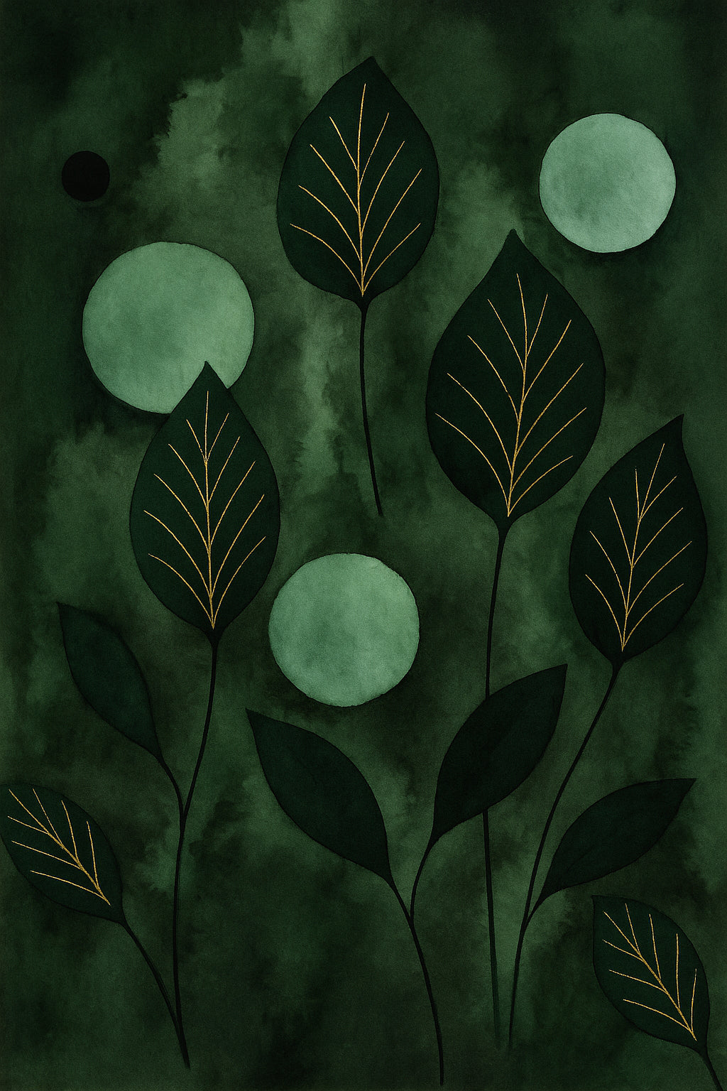 Emerald Leaves - Classic Wall Art