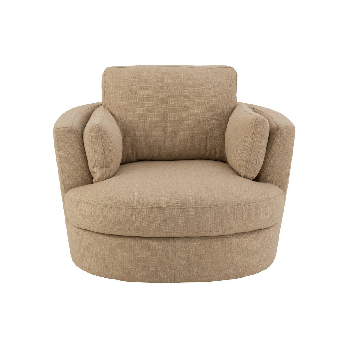 Chélu Luxe Swivel Armchair – Warm Beige Textile & Wood