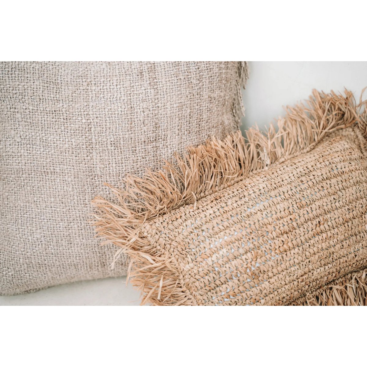 Het raffia -kussendeksel rechthoekig - natuurlijk - 30x50