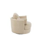 Chélu Luxe Swivel Armchair – Beige Textile & Wood
