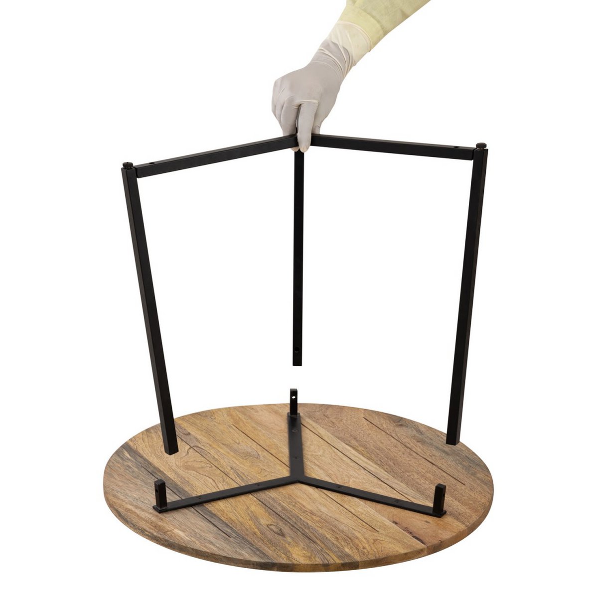 Ambachtelijk samengestelde luxe ronde bijzettafel in massief houten design