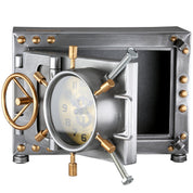 Heritage safe silver metal table clock