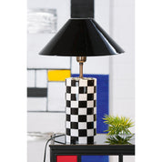 Checkers black iron table lamp