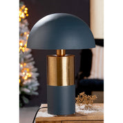 Mushroom petrol gold metal table lamp