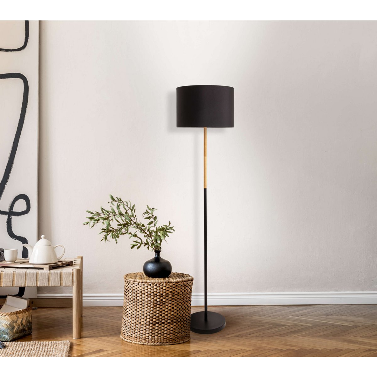 Tijdloze handgemaakte vloerlamp van hoogwaardige natuurlijke materialen