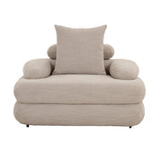 Tijdloze handgemaakte loungestoel in premium beige natuurlijk design