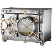 Heritage safe silver metal table clock