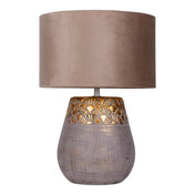 Handcrafted Ceramic Table Lamp in Beige and Gold Design