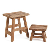 Yoke reclaimed teak stool – small