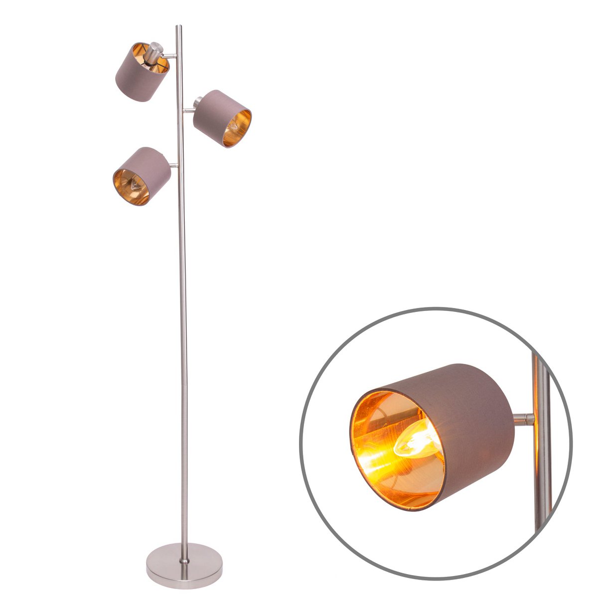 Handgemaakte luxe metalen staande lamp met ambachtelijke stoffen kappen