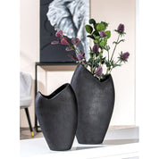 Obsidian flame anthracite aluminium vase