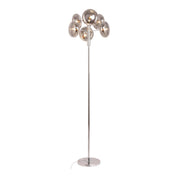 Tijdloze Artisan vloerlamp in rookglas en chromen afwerking