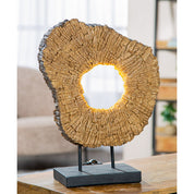 Wood art brown resin table lamp