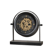 Angulo black and gold gear table clock