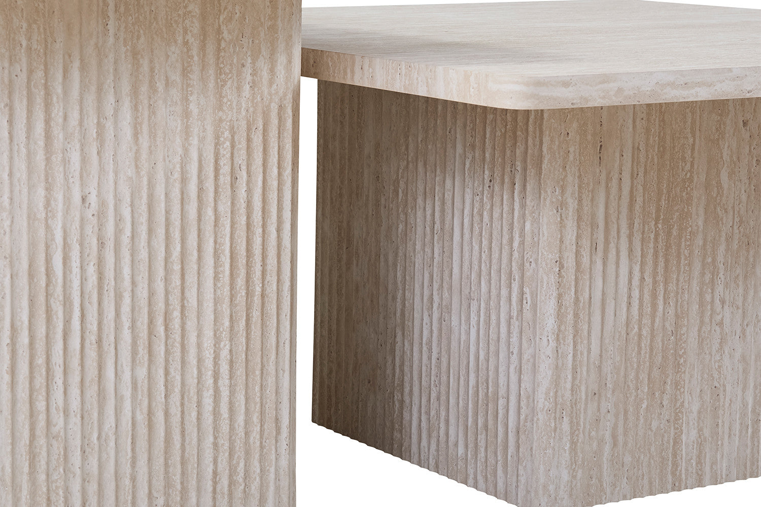 Serena beige travertin-look salontafelset (2-delig)