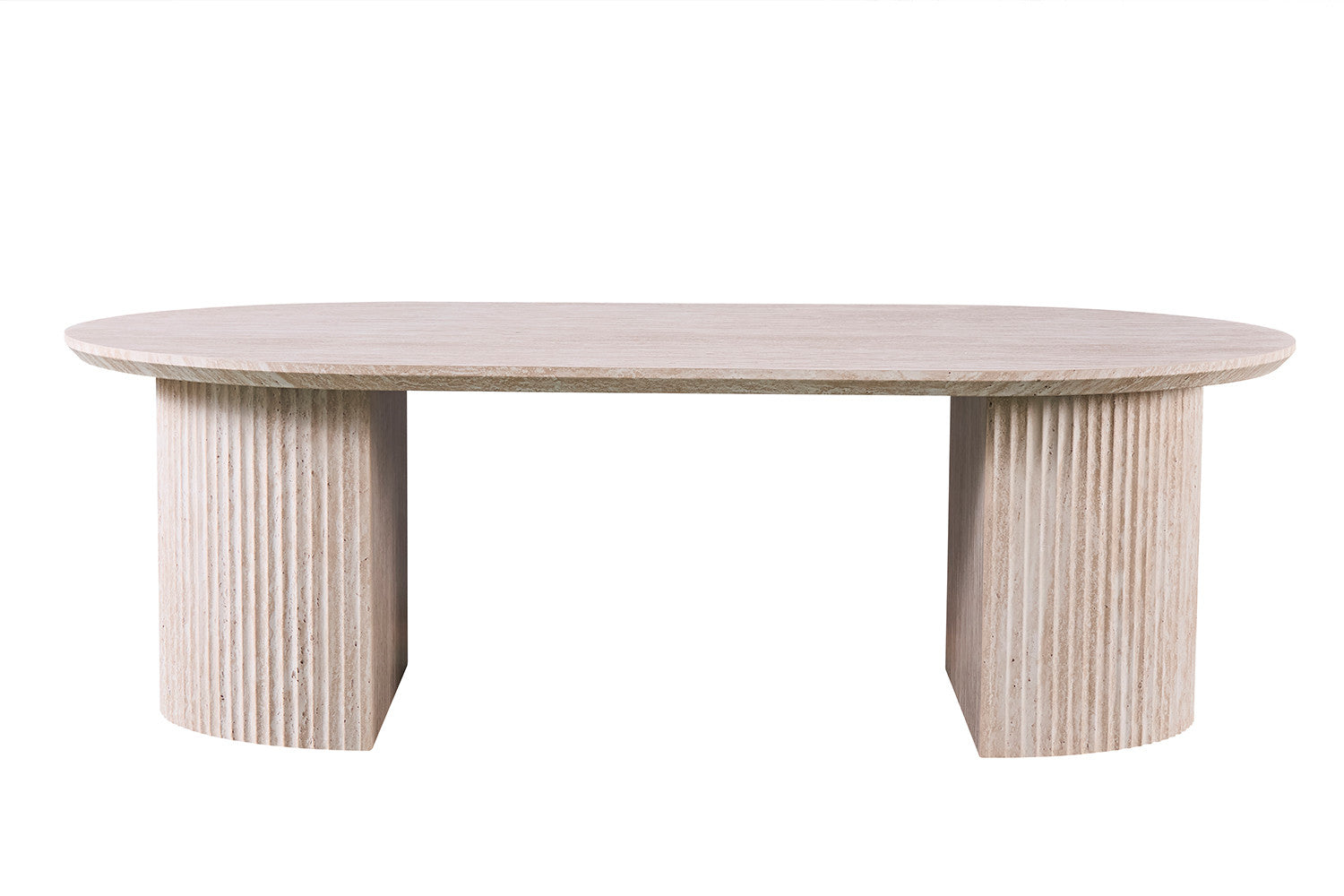 Elvyn ovaal salontafel met beige travertin
