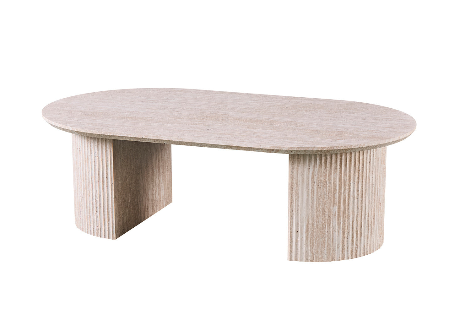 Elvyn ovaal salontafel met beige travertin