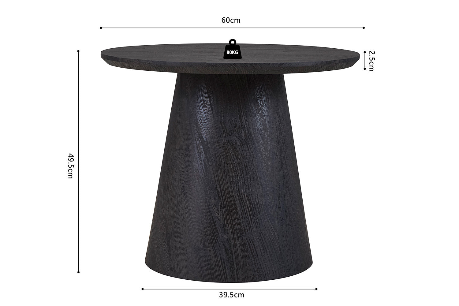 Mirel round side table – dark brown wood look