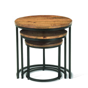 Varyn nesting side table set - warm wood & black metal