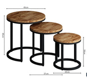 Varyn nesting side table set - warm wood & black metal