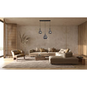Handgemaakte luxe hanglamp in zwart rookglasontwerp