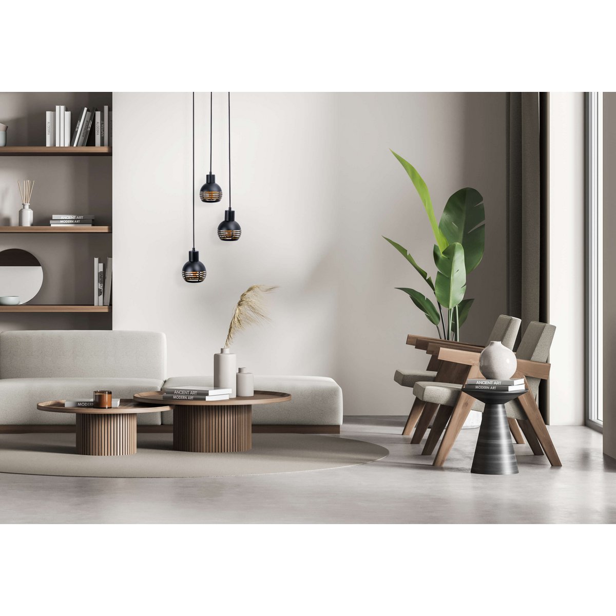 Handgemaakte luxe hanglamp in zwart en goudkleurige afwerking