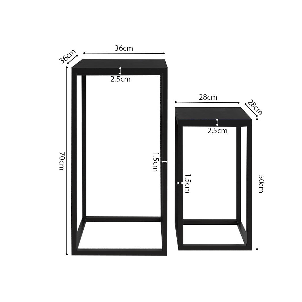 Maelis nesting side table set – black mango wood