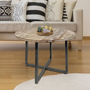 Handgemaakte luxe ronde salontafel met ambachtelijk metalen frame
