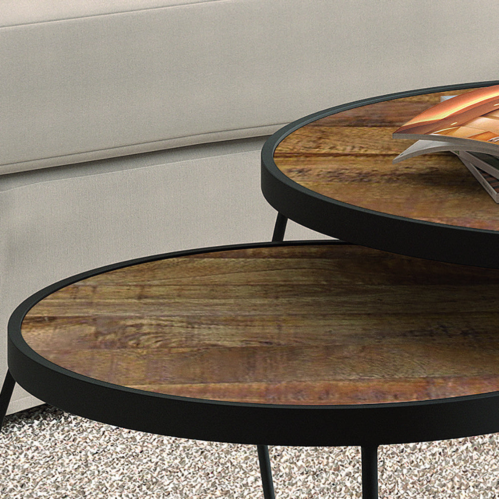 Arova nested coffee table set wood metal