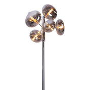 Tijdloze Artisan vloerlamp in rookglas en chromen afwerking