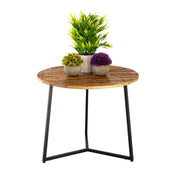 Ambachtelijk samengestelde luxe ronde bijzettafel in massief houten design