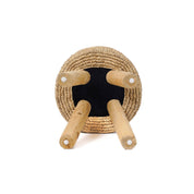 Teak & raffia woven stool