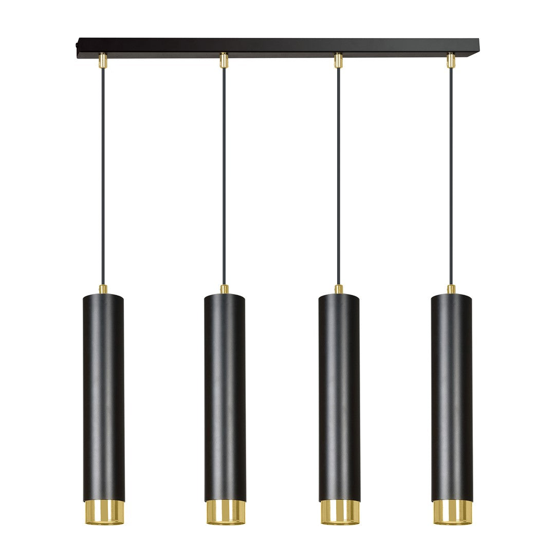 Black Gold Steel Cylindrical Luxury Pendant Lamp