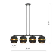 LUNOR 4 Black Gold Pendant Lamp