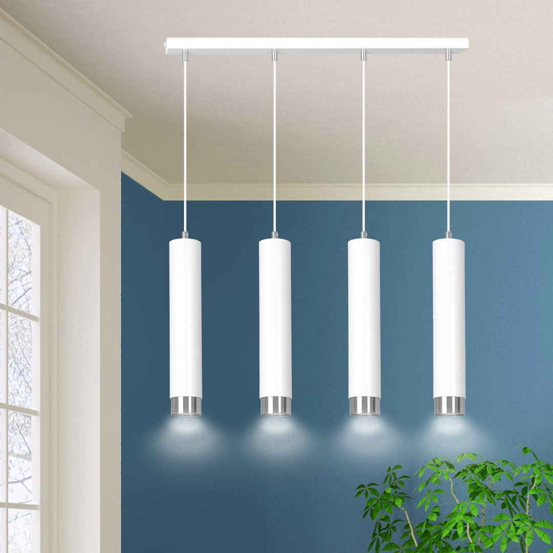 LYONN 4 White Chrome Pendant Lamp