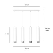 LYONN 4 White Chrome Pendant Lamp