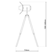 Premium handgemaakte driepotige staande lamp in natuurlijk design