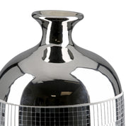 Silver rhythm ceramic vase