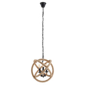 Handcrafted Luxury Pendant Lamp in Black Metal with Hemp Rope