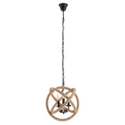 Handgemaakte luxe hanglamp in zwart metaal met henneptouw