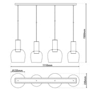 Luxury Artisan Pendant Lamp in Amber Glass and Brass Finish